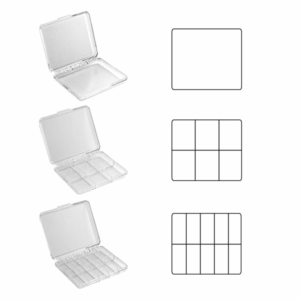 Clear Polystyrene Plastic Sorting Boxes, 10.64 x 8.89 x 1.27cm